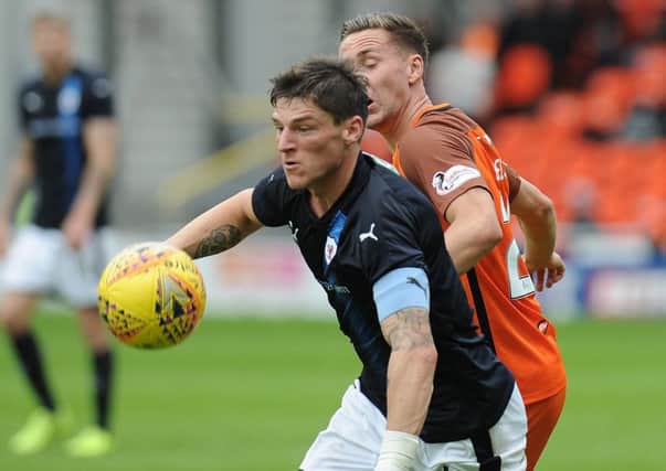 Raith captain Ross Callachan in action against Dundee United in the Betfred Cup. Pic: George McLuskie