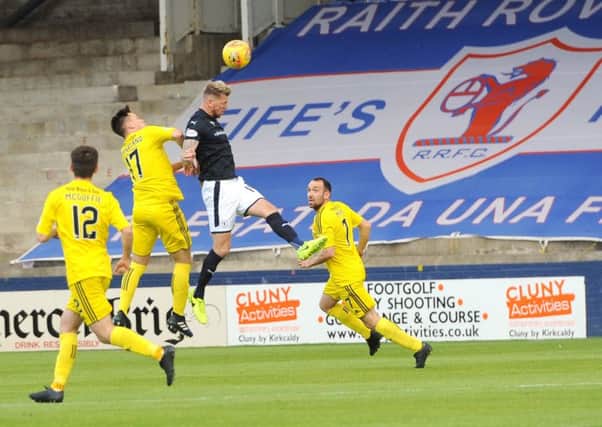 Iain Davidson was immense in the heart of the Raith defence on Saturday. Credit- Fife Photo Agency