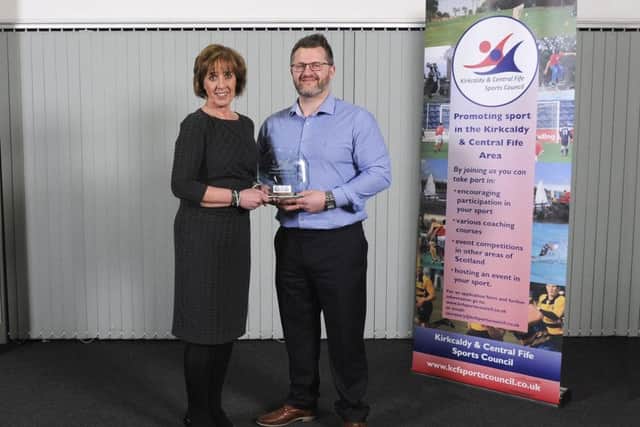 Scott receiving an award from the Kirkcaldy and Central Fife Sports Council last year