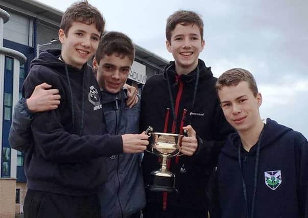 Different class! The victorious Balwearie High School road race squad.
