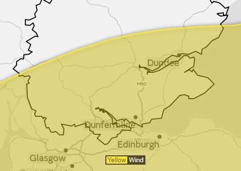The yellow warning of wind.