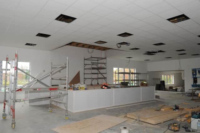 The stage area in the main events hall nears completion. (Pic George McLuskie).