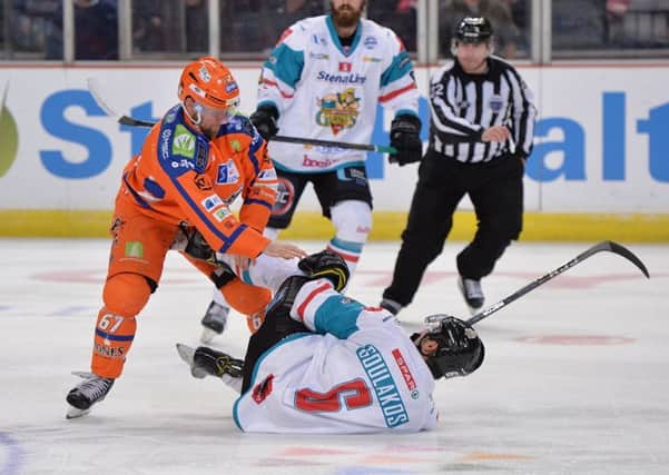 Colton Fretter clashes with Spiro Goulakos (Pic: Dean Woolley)