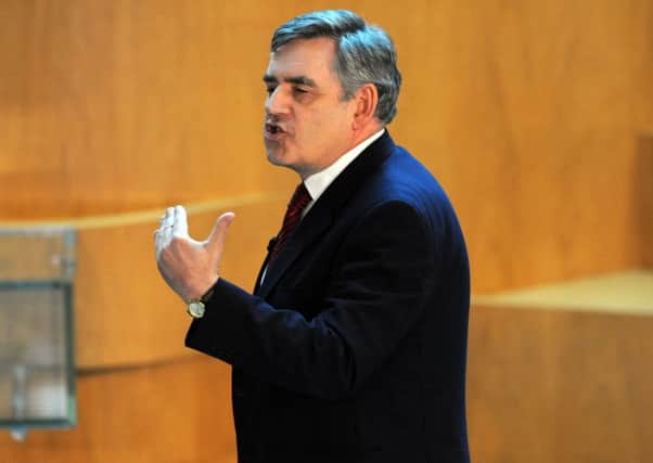 Gordon Brown delivers the inaugural Campbell Christie Lecture in the Scottish Parliament (Pic: TSPL)