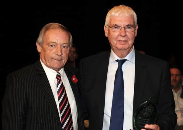 Raith Rovers Hall of Fame 2017: inductee Alex Penman, with  former Scotland internationalist, Willie Johnston   (Pic: George McLuskie)