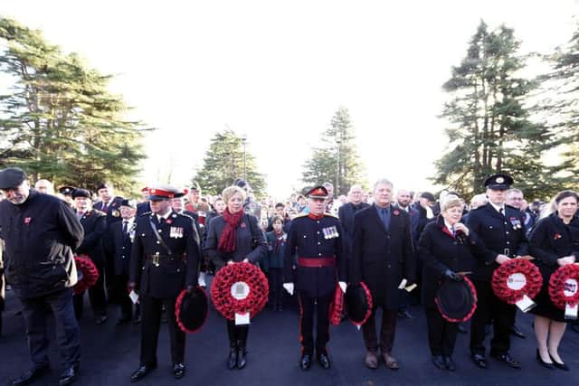Those who laid wreaths included Councillor Neil Crooks, David Torrance MSP,  Lesley Laird MP and Heather Stuart, chief executive officer of Fife Cultural Trust. Pic: Fife Photo Agency.
