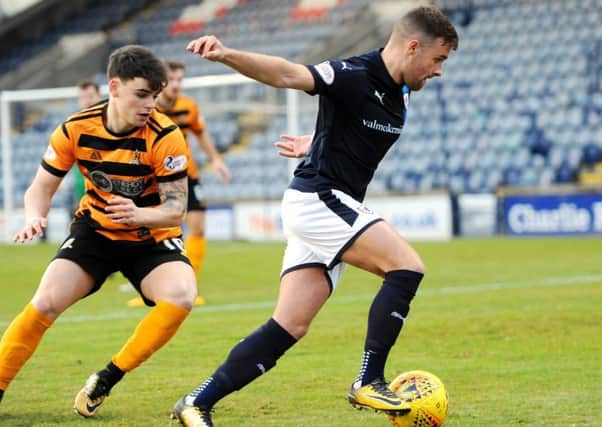 Lewis Vaughan proved effective in a central midfield role against Alloa on Saturday. Fife Photo Agency