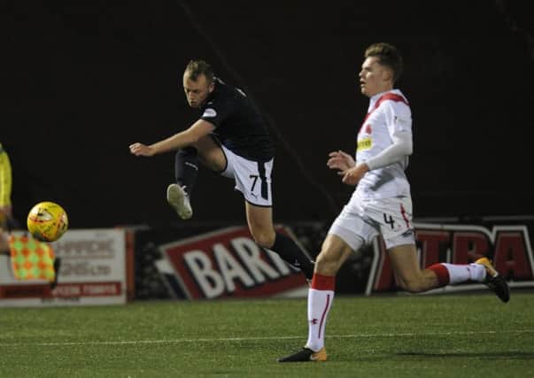 Greig Spence takes a shot at goal during last week's draw at Airdrie (Pic by George McLuskie)