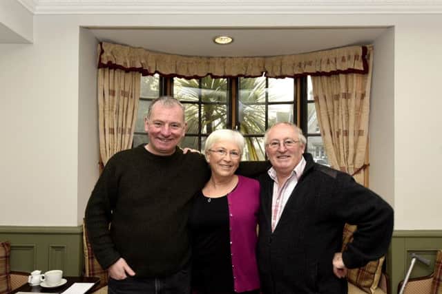Carolyn and Ken with Woodside Hotel owner John McTaggart. (Pic FPA).