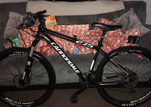 Callum's bike was stolen on Boxing Day.