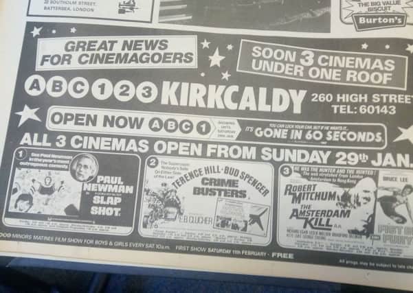 Kirkcaldy 1978 - the first advert for the new multiplex ABC1-2-3 Cinema.