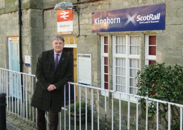 Kirkcaldy MSP David Torrance at Kinghorn Station - there have been concerns about delays and cancellations of ScotRail rail services in Fife
