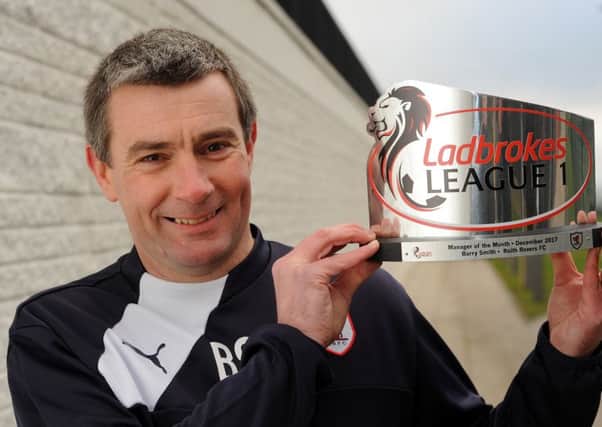 Raith Rovers manager Barry Smith, Ladbrokes League One Manager of the Month for December  -  credit- WALTER NEILSON