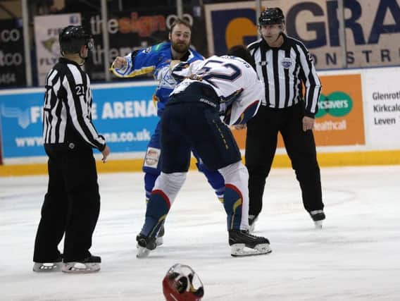 The fight between Tommy Muir and Nikita Kolesnikovs. Pic:Steve Gunn