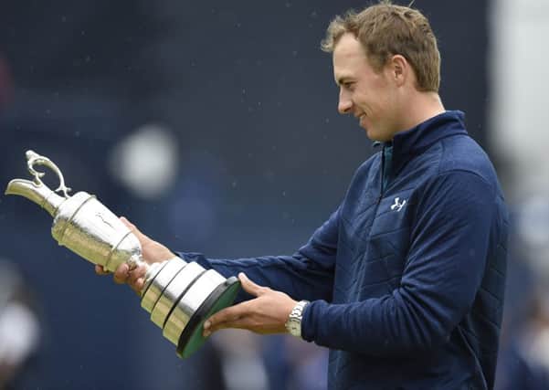 Jordan Spieth with the Claret Jug trophy after winning the Open in 2017 (Pic: Ian Rutherford)