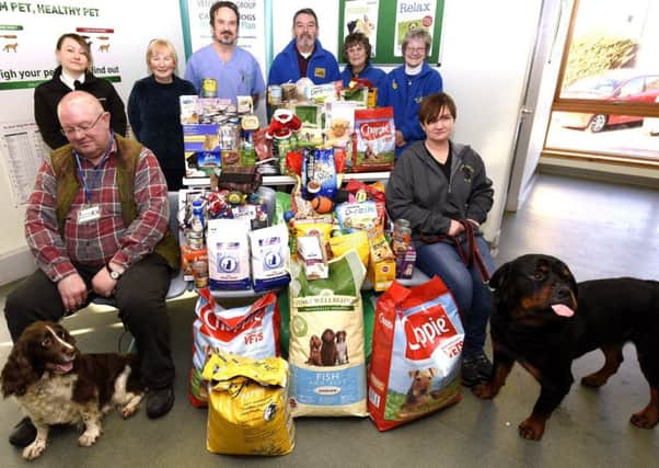 The annual donation of food for various local charities. Pic  credit:  Fife Photo Agency