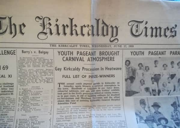 Front page from the Kirkcaldy Times, published by Strachan & Livingston