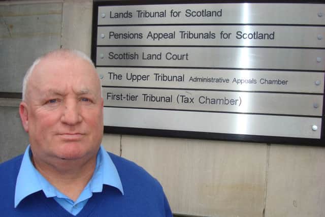 Glenrothes man Mr Nelson outside the Scottish Land Court Edinburgh following his historic Bedroom Tax appeal ruling.