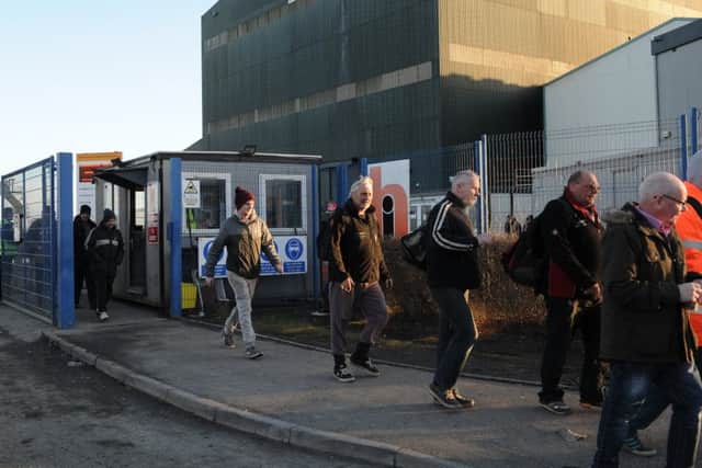 Bifab workers leave the Methil Yard after their shift (Pic: George McLuskie)
