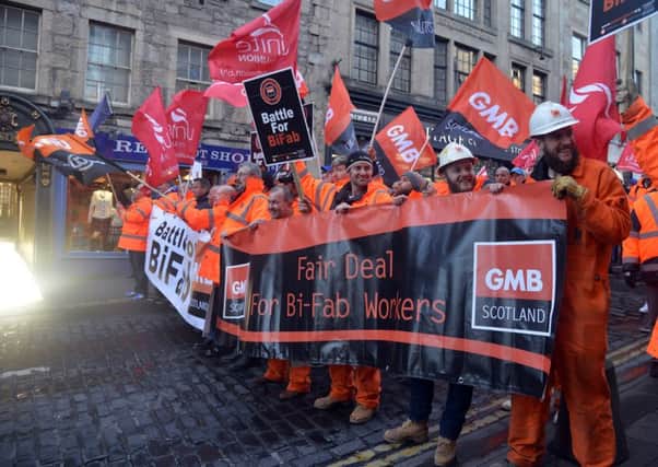 BiFab workers marching  on Holyrood in November (Pic: Jon Savage)