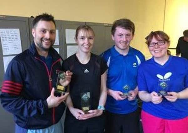 Emma Bissett (far right) who was runner-up in both the mixed and women's doubles in the Dundee Championships.