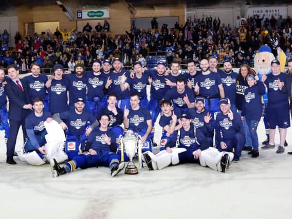 Fife Flyers with the Gardiner Conference trophy. Pic: Steve Gunn