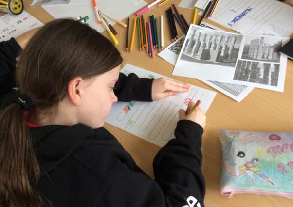 One of the P7 pupils taking part in the creative session.