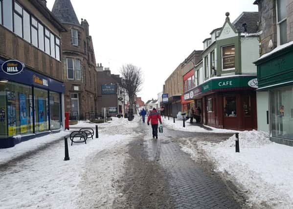 Snow on Leven High Street on Friday.