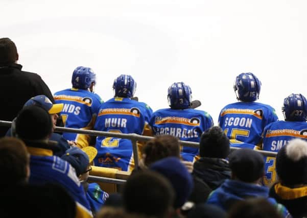 Fife Flyers players watch from the bench versus Manchester Storm (Pic: Steve Gunn)