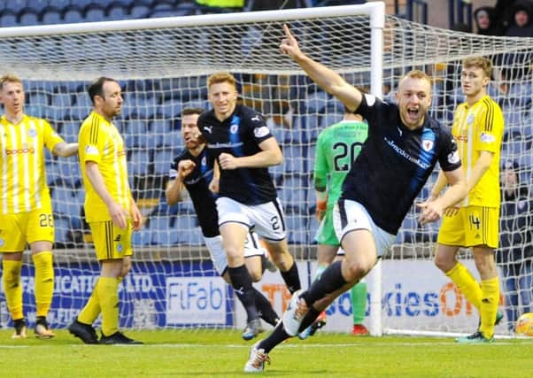 Greig Spence scored Raith's equaliser in the 1-1 draw against Ayr at Stark's Park in January -  credit- Fife Photo Agency