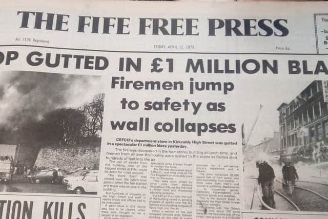 Front page of the Fife Free Press on the great fire