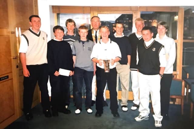 Inaugural Junior Foursomes in 2000. The winners and runners up are in the photo from a Citizen piece. They were Elmwood, the winners and Crail Golfing Society. The idea was to promote junior golf in North East Fife and its been run every year since. A good community project and 2000 was the key year.