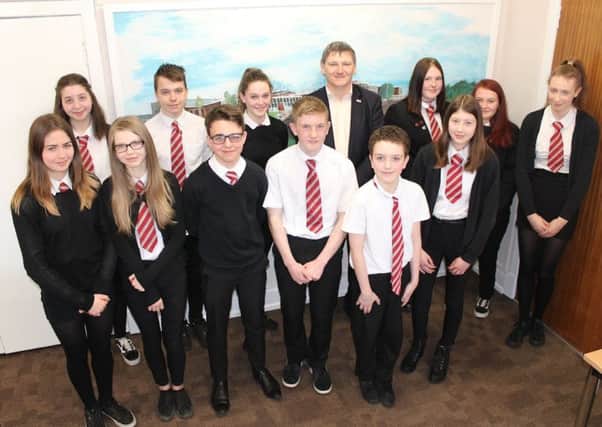 Peter Grant MP with pupils from Glenwood High School.