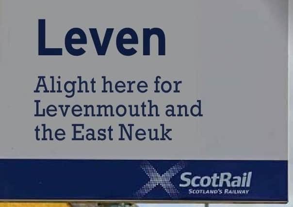 Leven rail - mock-up sign for station community is campaigning for