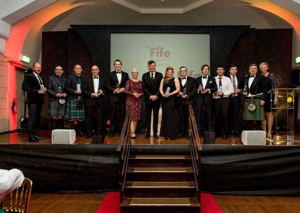 Winners at the Fife Business Awards 2018 with host Grant Stott. (Photo: Steve Brown Photography)