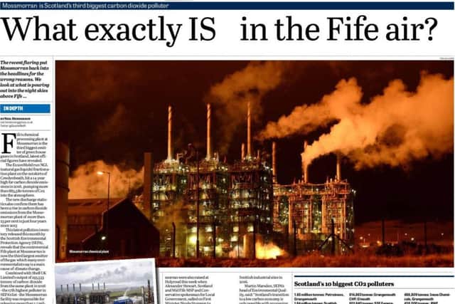 Fife Free Press coverage of flaring at Mossmorran, 2017