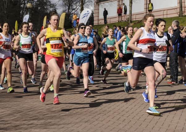 Megan Crawford leads the way for Fife AC. Pic by Bobby Gavin.