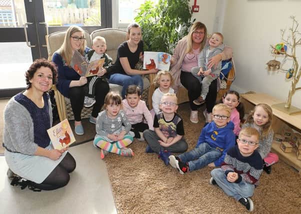 Local mums with Hazel Darwin-Clements and the children at Sunflower Family Nurture Centre in Lochgelly.