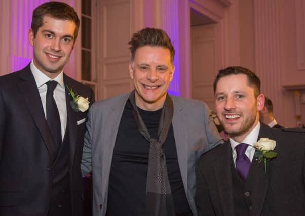 Joe Pike, Ricky Ross and Gordon Aikman at Joe and Gordons wedding.