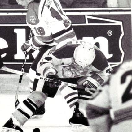 Steve Moria, former Fife Flyers import playing for Cardiff Devils against his old club.  (Pic: Bill Dickman)