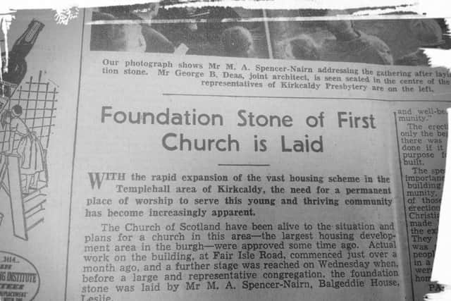 Archive: Laying the foundation stone at Templehall Church, Kirkcaldy, April 1955