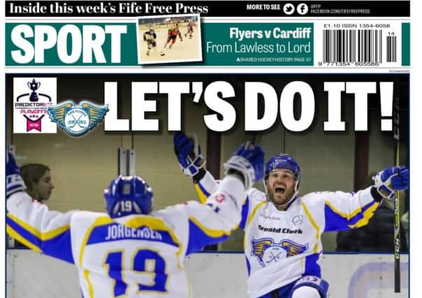Fife Free Press - back page marking Fife Flyers British championship finals qualification, April 2018