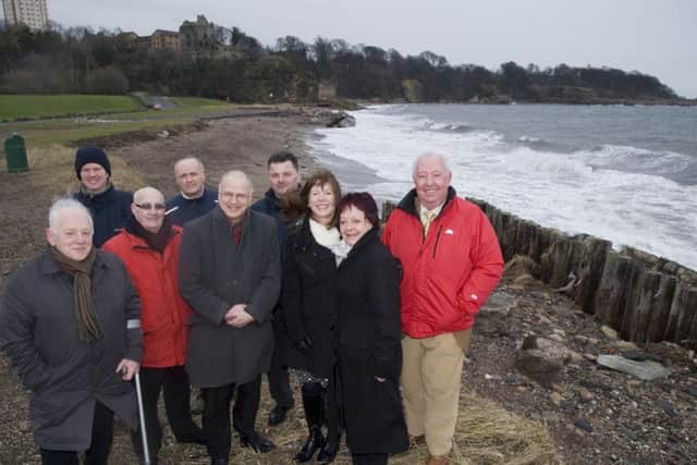 Councillors including Fife Council co-leader David Ross and representatives from Fife Coast and Countryside Trust who welcomed the funding to upgrade Pathhead Sands.