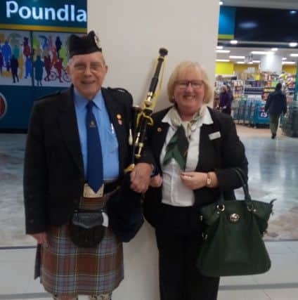 Ellen Brand was piped out on her last day at work by Burntisland piper Walter Anderson.