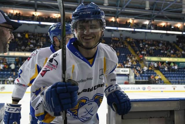 Fife Flyers' Chad Smith leaves the ice at 2018 play-offs (Pic: Richard Davies)