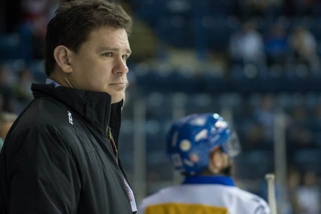 Todd Dutiaume, head coach,  Fife Flyers at the 2018 play-off finals (Pic: Richard Davies)