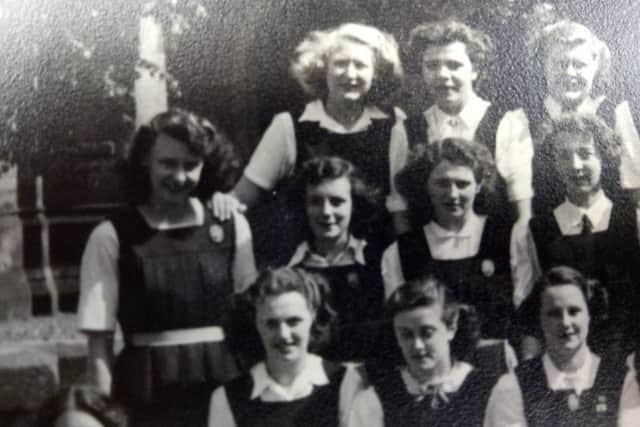 Edith Forrester (centre left) at Kirkcaldy High School circa 1944