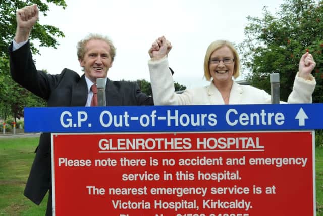 Lindsey Roy MP and Tricia Marwick MSP at the Glenrothes Hospital in 2013.