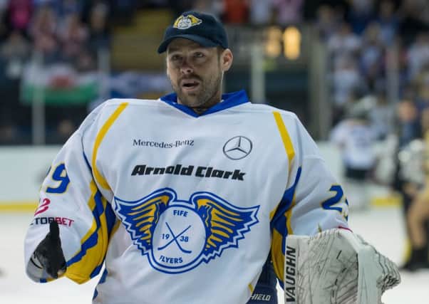 Andy Iles chokes back the tears as he leaves the ice following Fife Flyers 3rd/4th place play-off defeat to Nottingham Panthers. Pic: Richard Davies