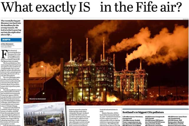 Fife Free Press coverage of flaring at Mossmorran, 2017